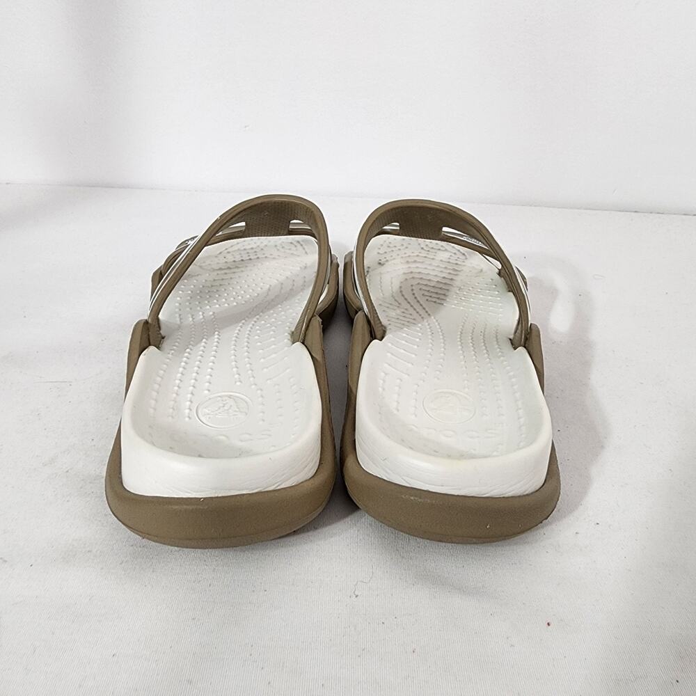 Crocs Women’s Cleo III T Strap Comfort Sandals Slip On Casual White Taupe Size 8 - Picture 6 of 12